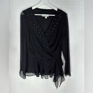 Patra rhinestone black blouse size 12